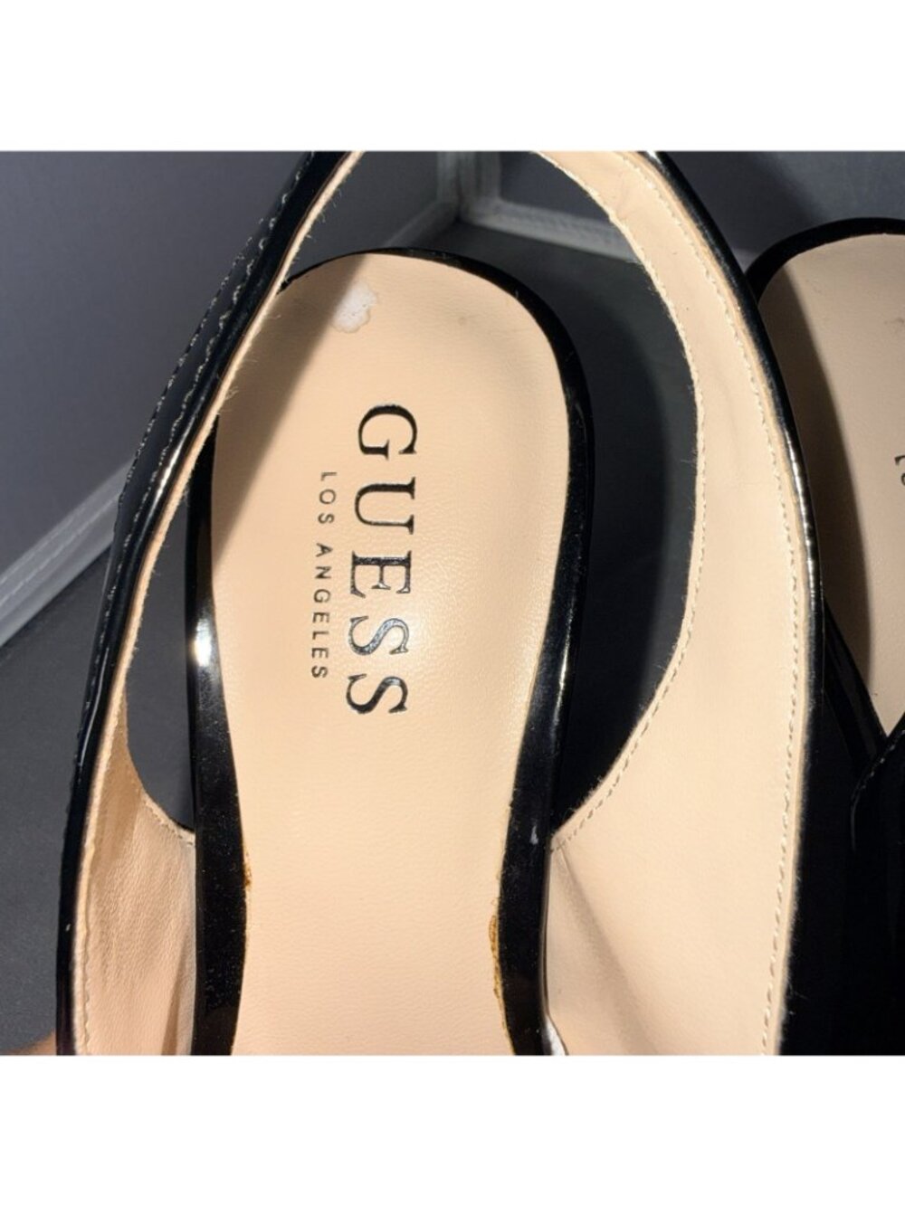 Guess WGSEEK-C Black Patent Peep Toe Slingback Platform Pumps Size 6M - Picture 5 of 6